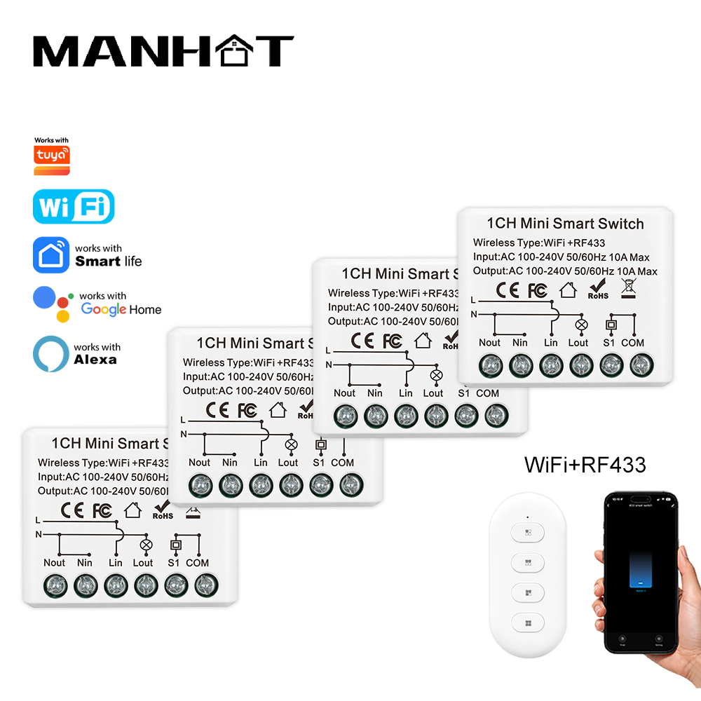 10A 미니 WIFI 스마트 스위치 RF433Mhz 무 - Home Automation Technology 리뷰 및 가격